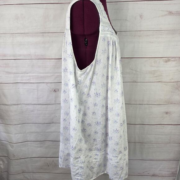 Eileen West Nightgown Womens 2X Sleeveless Lace Trim Floral Pajama Sleepwear - Picture 4 of 10